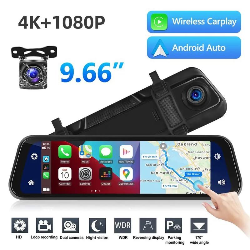 10" Kamera samochodowa w lusterku Carplay Dwa obiektywy WiFi