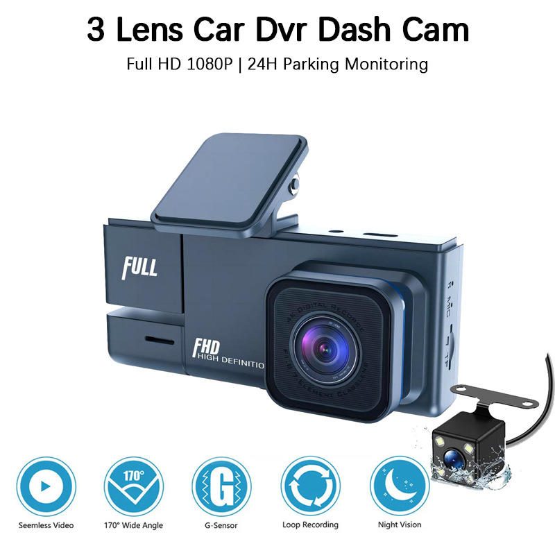 Kamera Samochodowa 1080P HD 3 Obiektywy 2" DVR